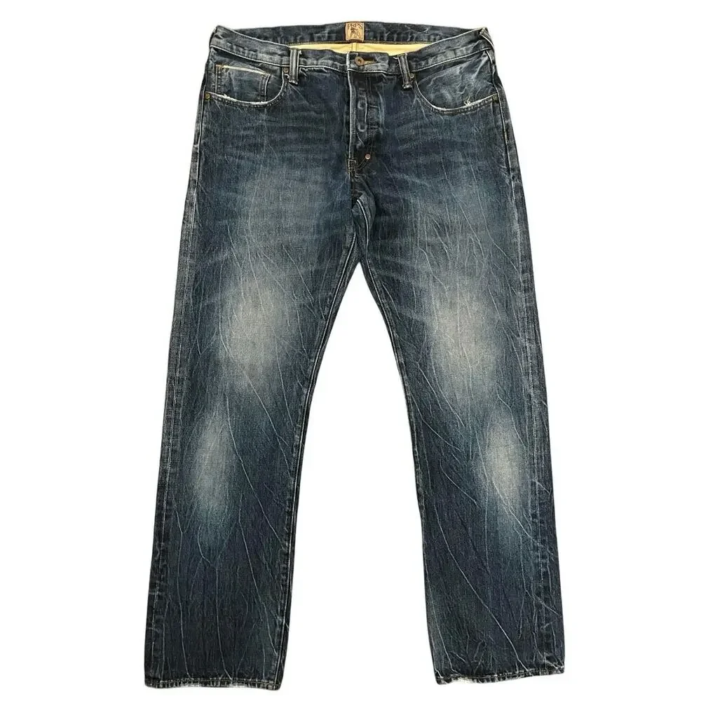 PRPS Mens Japanese Selvedge Denim Jeans 38x32 Y2K Straight Streetwear Barracuda